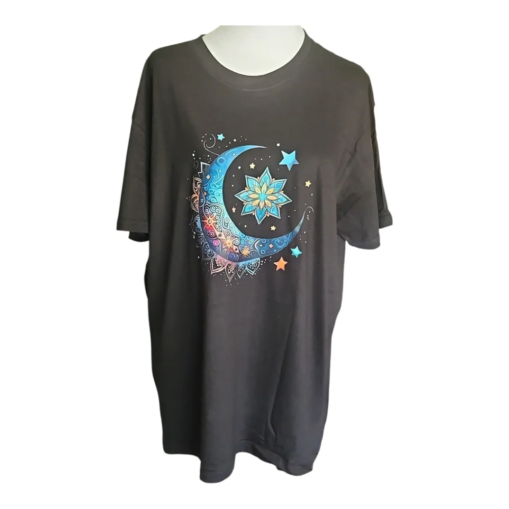 Black Graphic Moon and Star T-Shirt - Picture 3 of 7